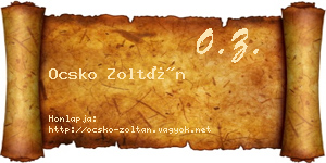 Ocsko Zoltán névjegykártya